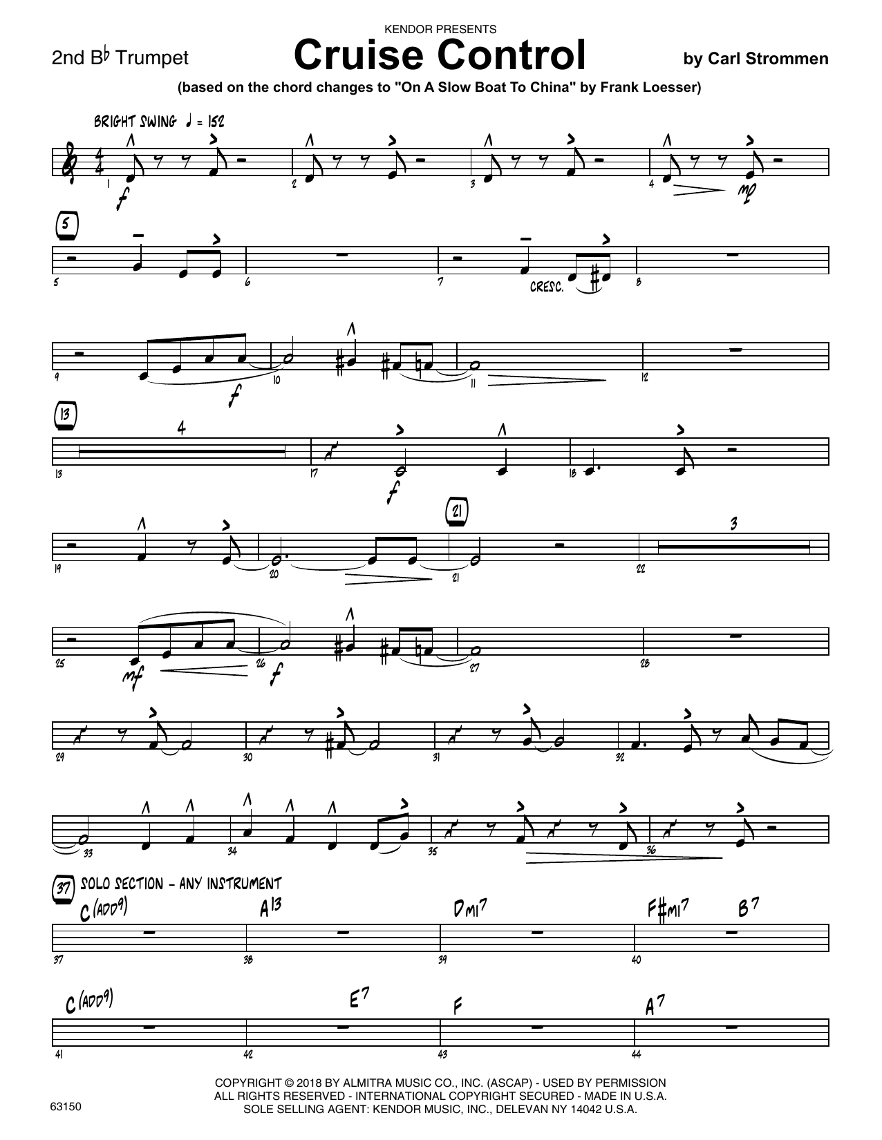 Download Carl Strommen Cruise Control - 2nd Bb Trumpet Sheet Music