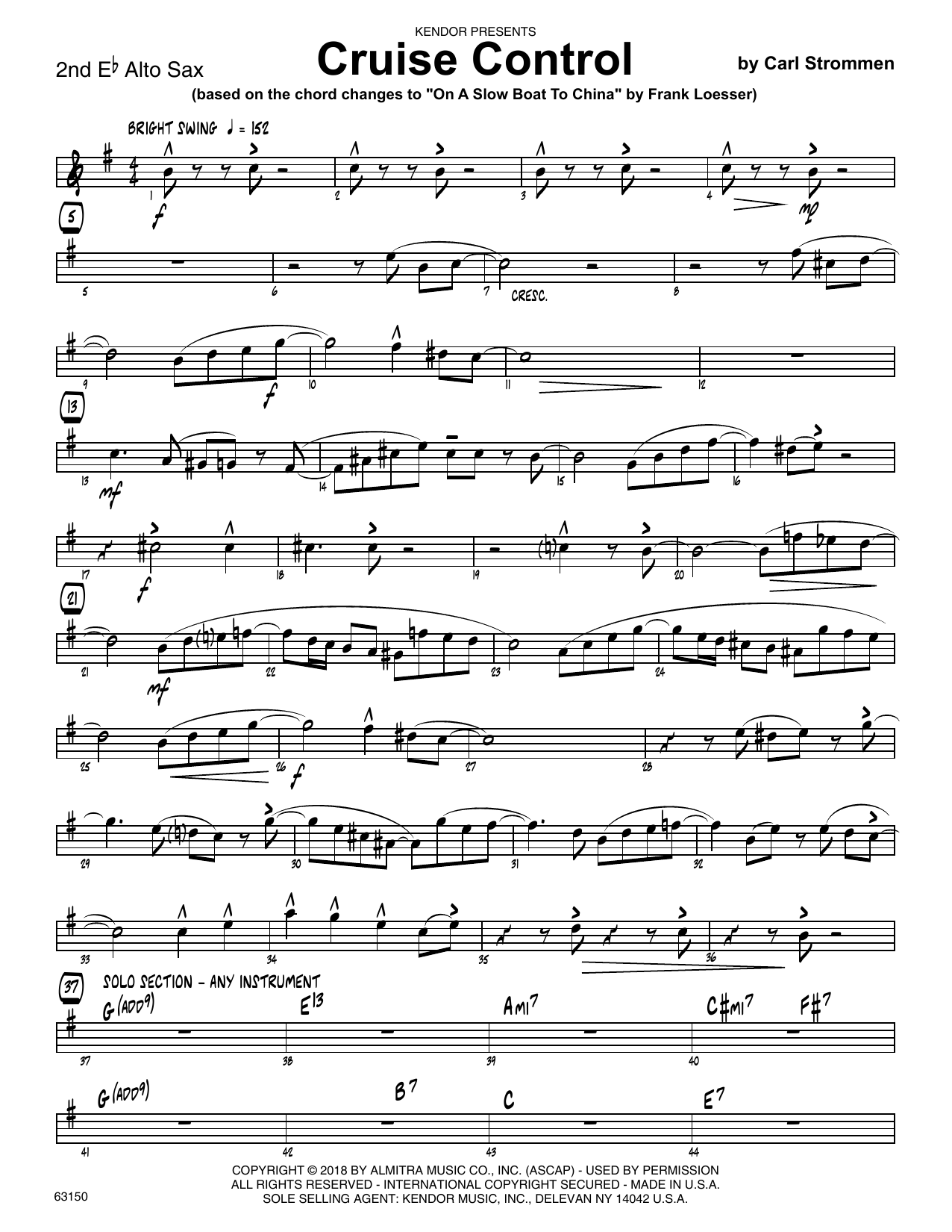 Download Carl Strommen Cruise Control - 2nd Eb Alto Saxophone Sheet Music