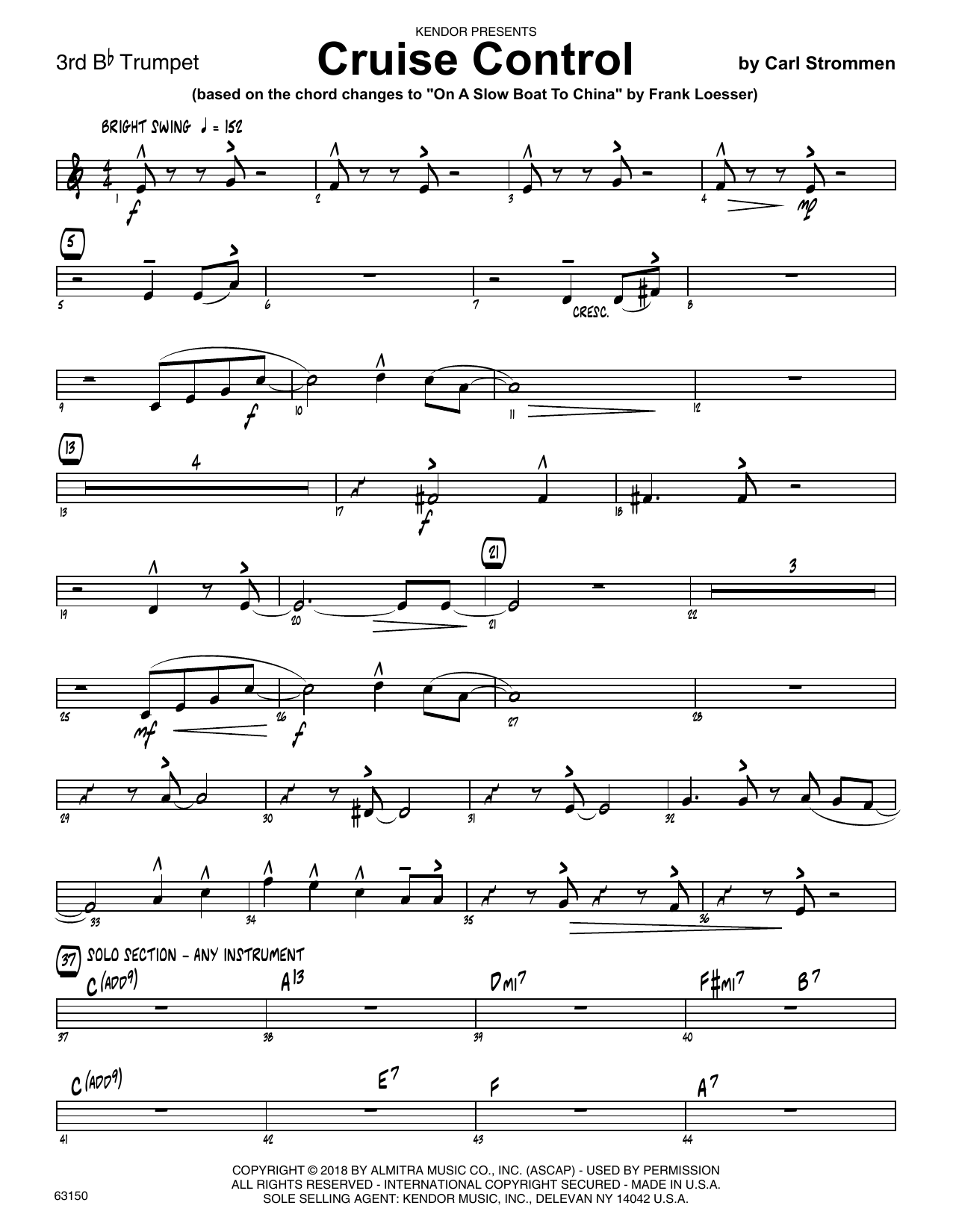Download Carl Strommen Cruise Control - 3rd Bb Trumpet Sheet Music
