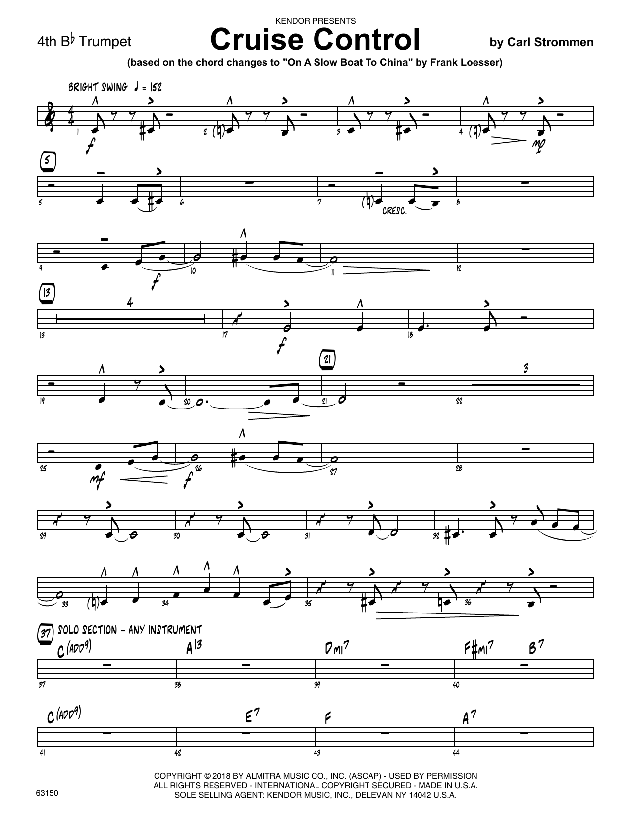 Download Carl Strommen Cruise Control - 4th Bb Trumpet Sheet Music