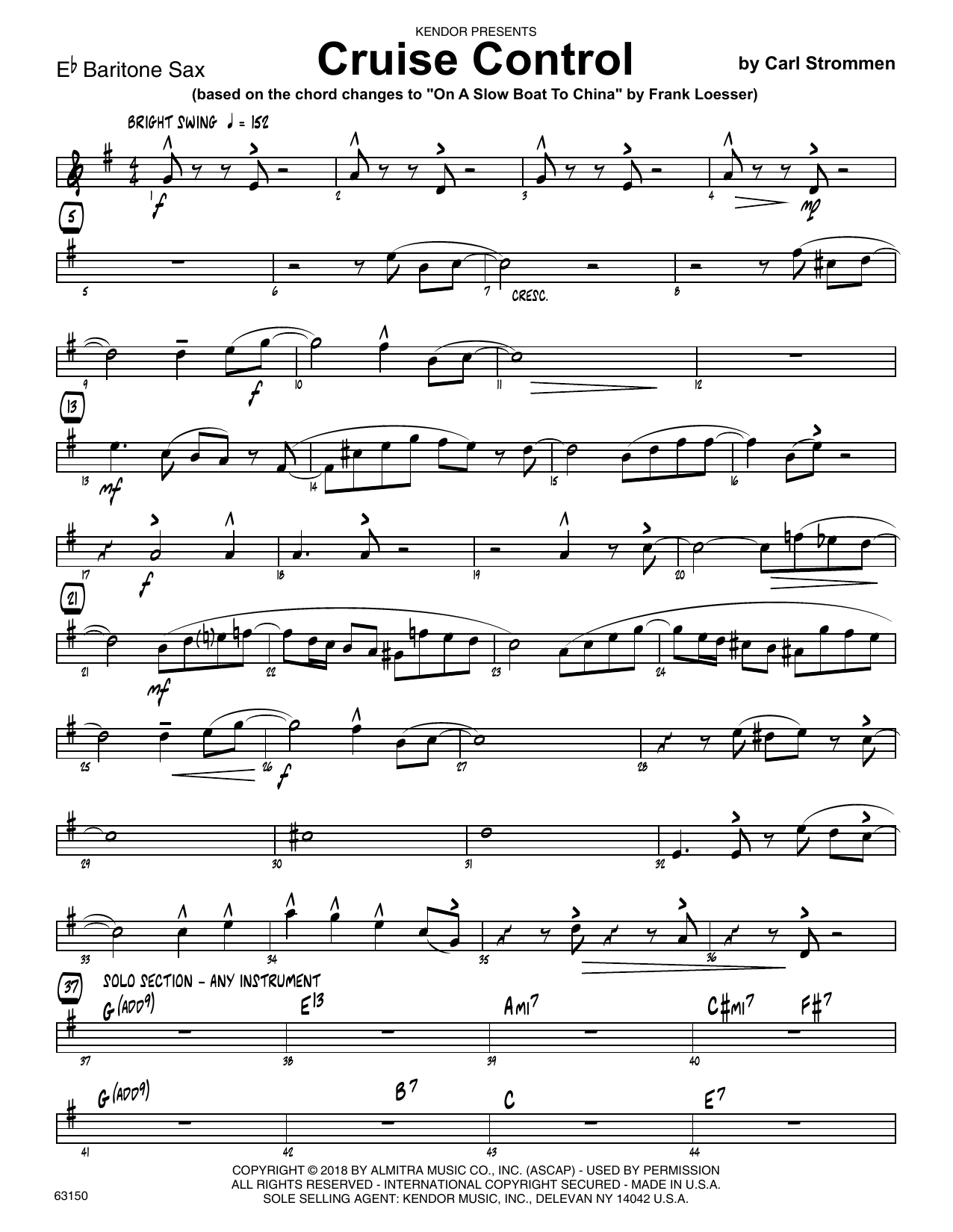Download Carl Strommen Cruise Control - Eb Baritone Saxophone Sheet Music