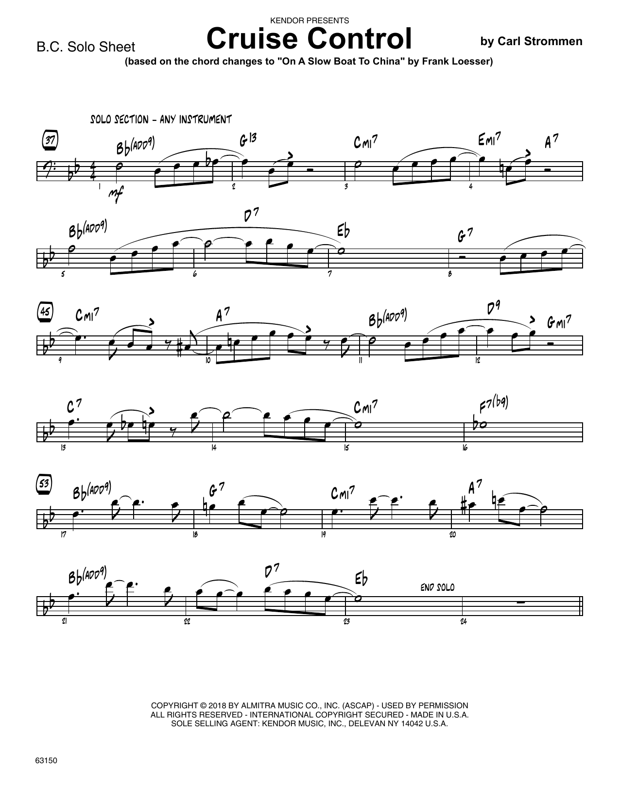 Download Carl Strommen Cruise Control - Sample Solo - Bass Cle Sheet Music