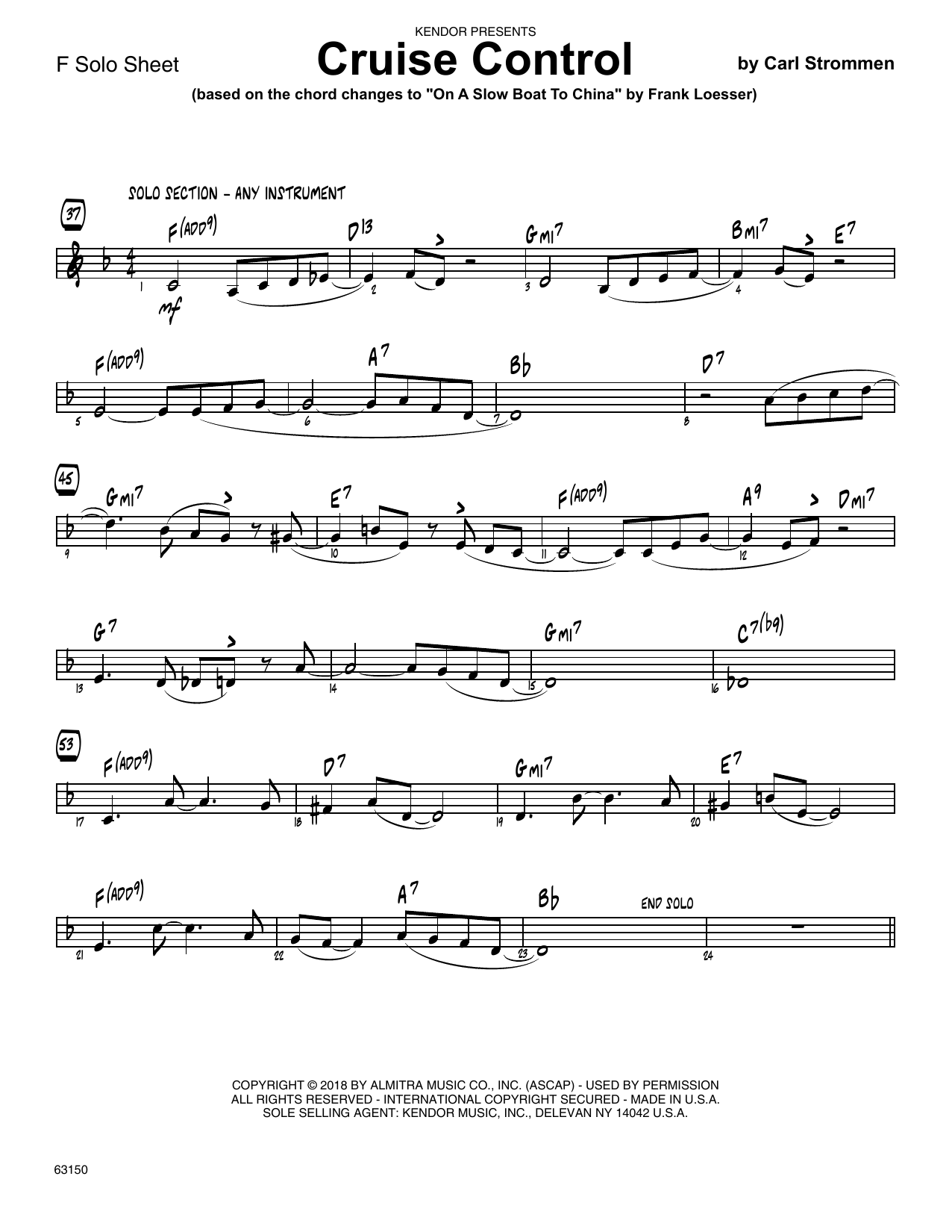 Download Carl Strommen Cruise Control - Solo Sheet for F Instr Sheet Music