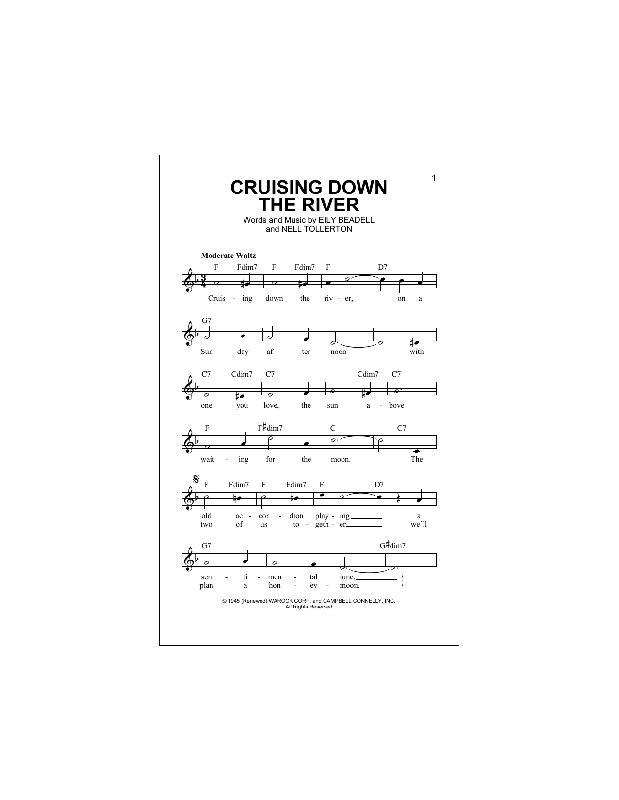 Download Nell Tollerton Cruising Down The River Sheet Music
