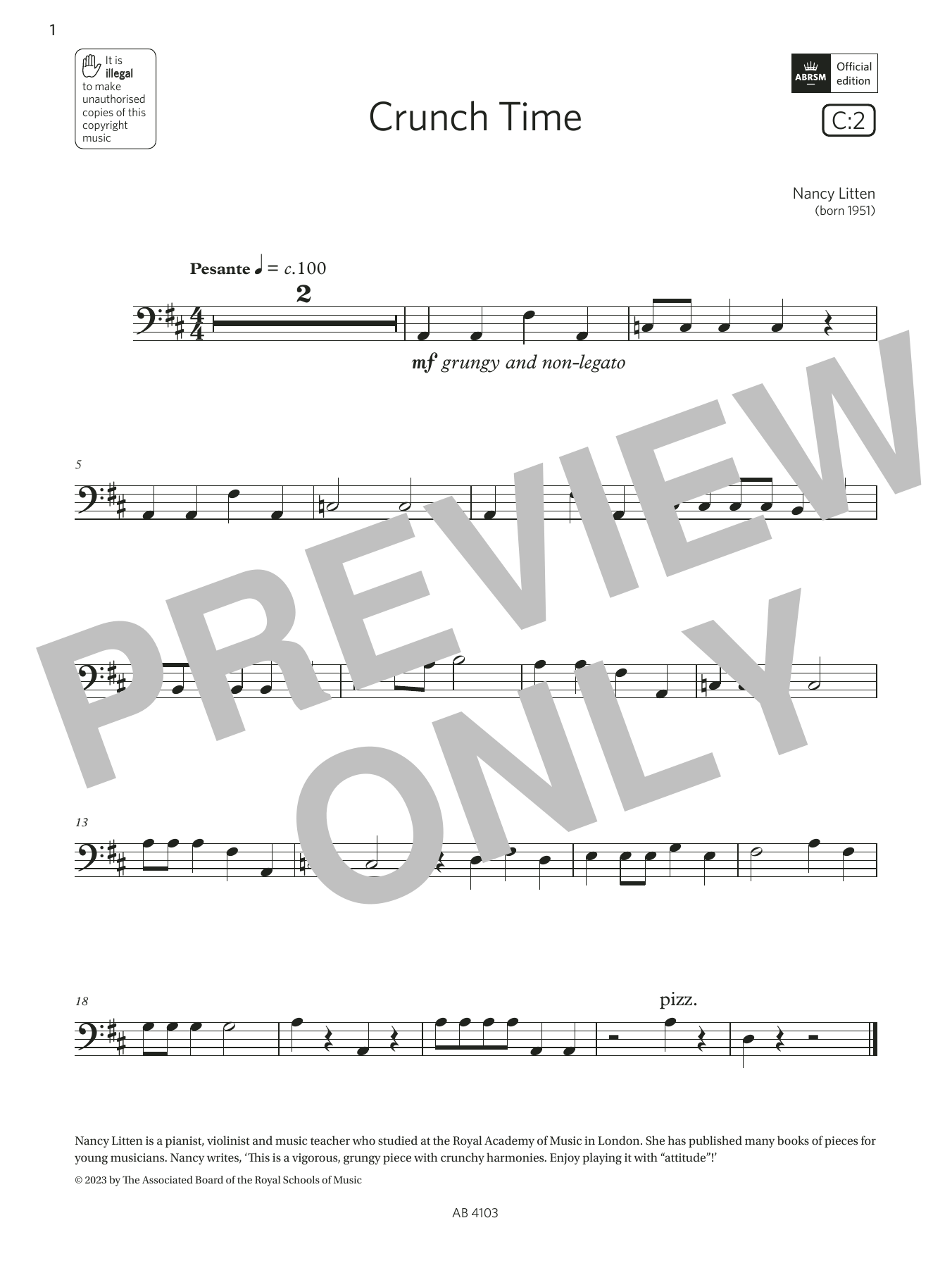 Download Nancy Litten Crunch Time (Grade Initial, C2, from th Sheet Music