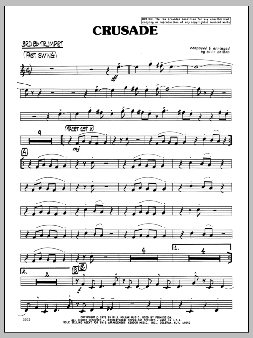 Download Bill Holman Crusade - 3rd Bb Trumpet Sheet Music