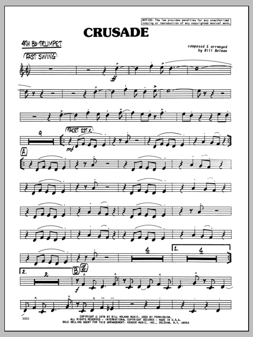 Download Bill Holman Crusade - 4th Bb Trumpet Sheet Music