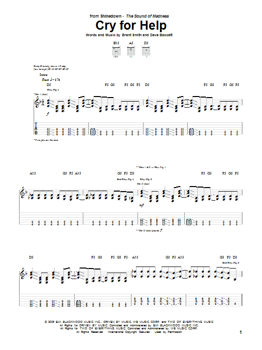 Download Shinedown Cry For Help Sheet Music
