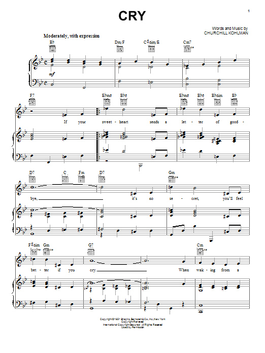 Download Johnnie Ray Cry Sheet Music