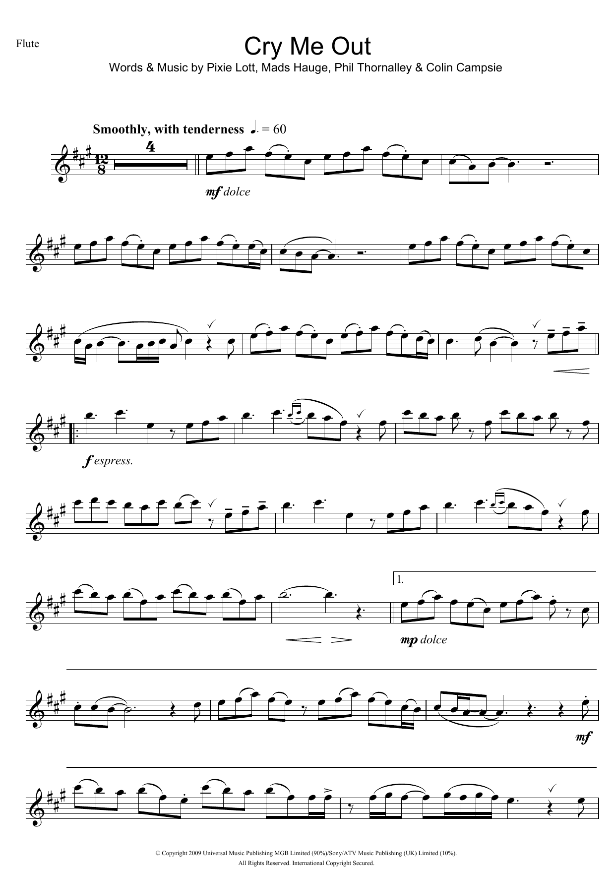 Download Pixie Lott Cry Me Out Sheet Music