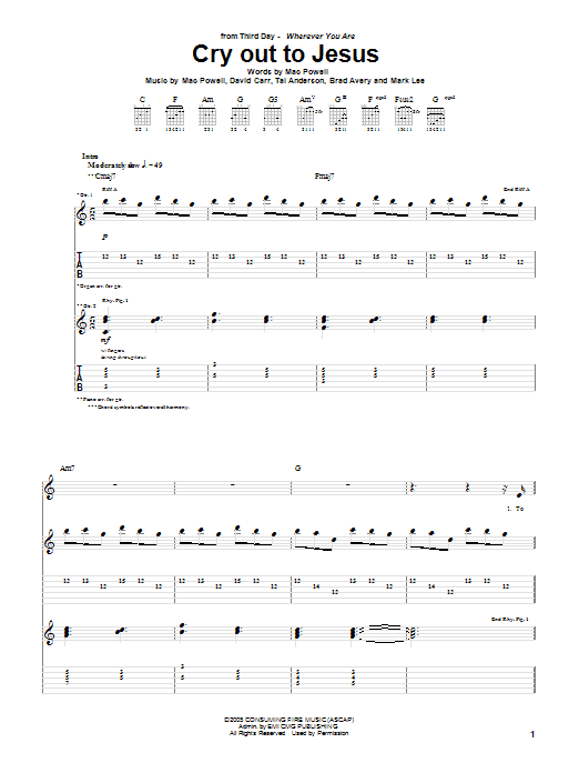 Download Third Day Cry Out To Jesus Sheet Music