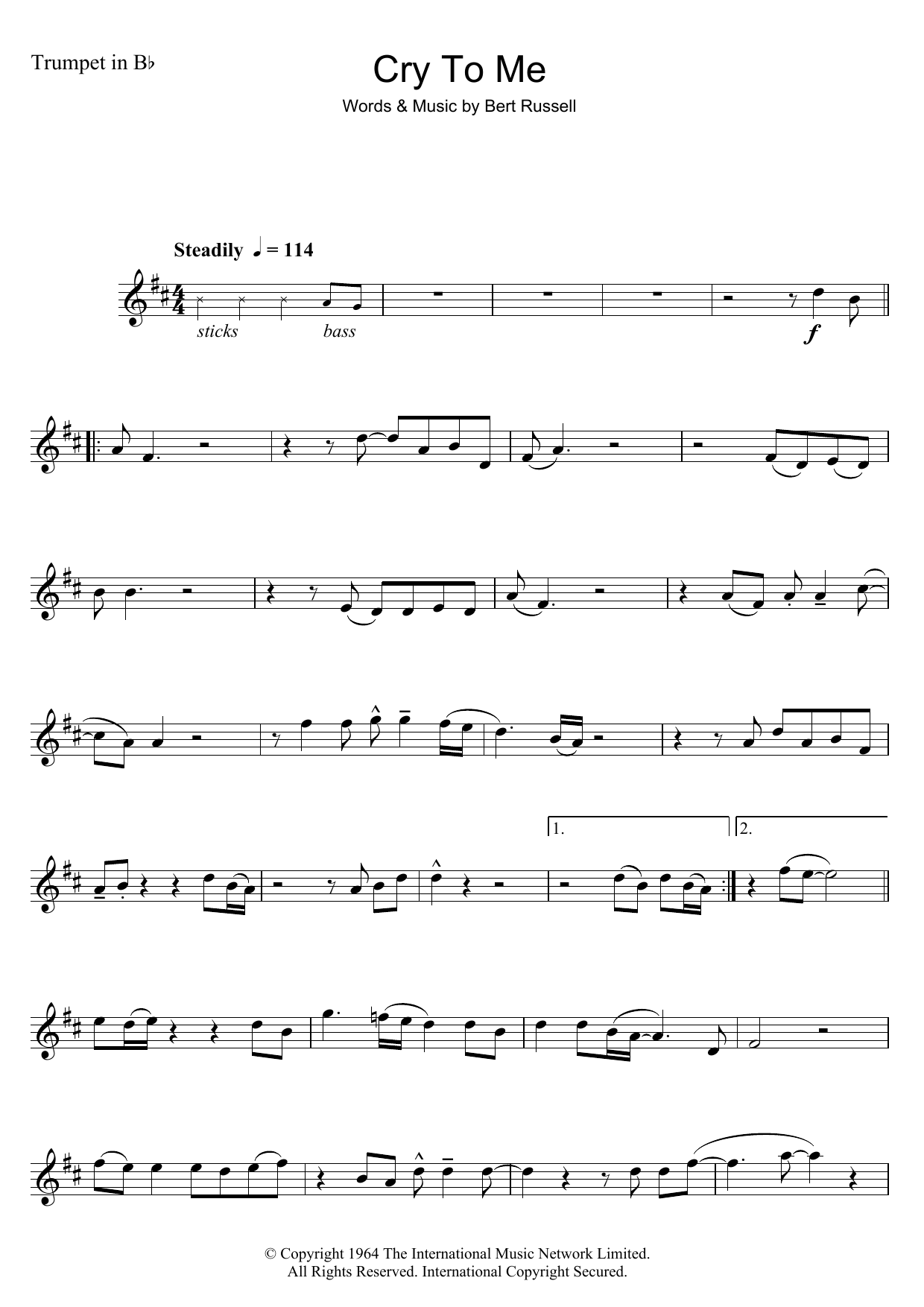Download Solomon Burke Cry To Me Sheet Music