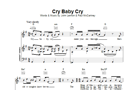 The Beatles Cry Baby Cry sheet music notes printable PDF score