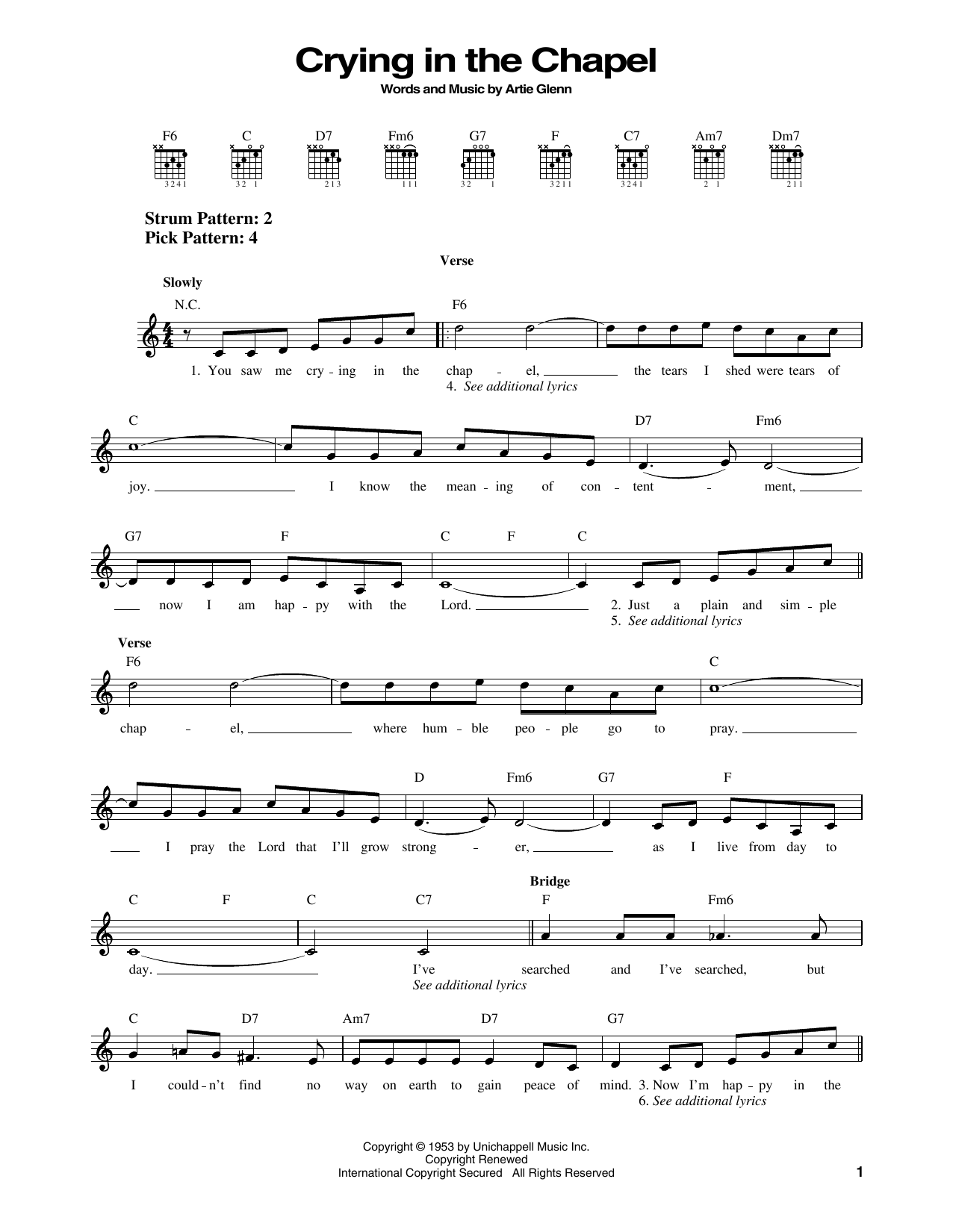 Download Elvis Presley Cryin' In The Chapel Sheet Music