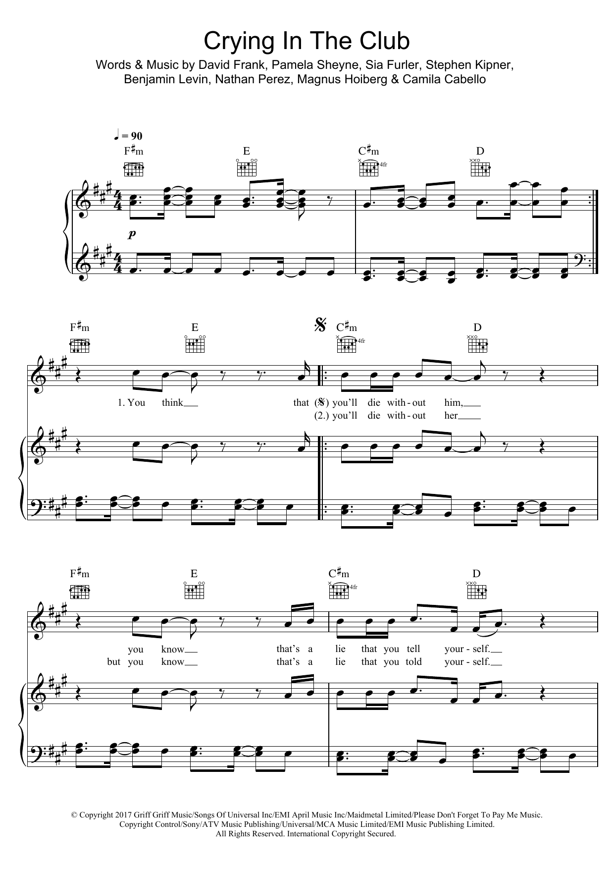 Download Camila Cabello Crying In The Club Sheet Music