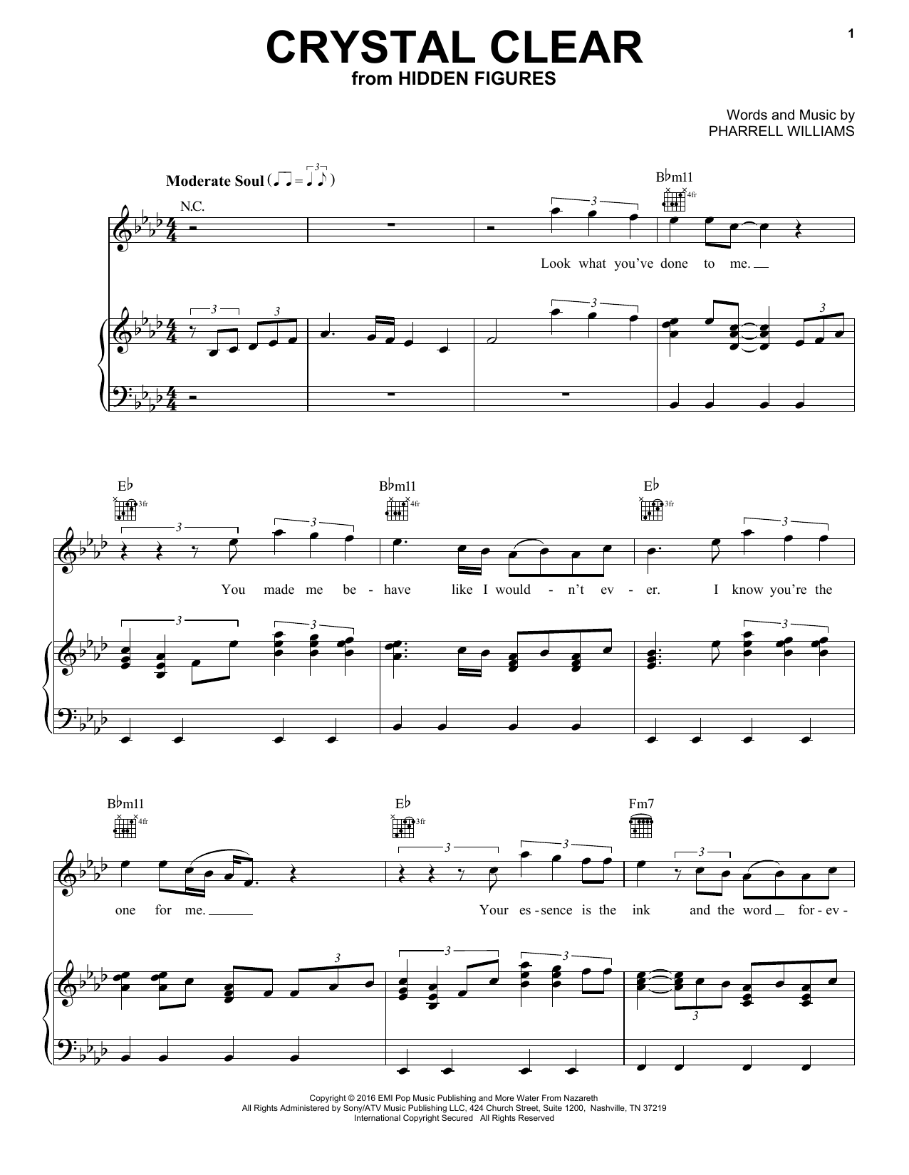 Download Pharrell Williams Crystal Clear Sheet Music