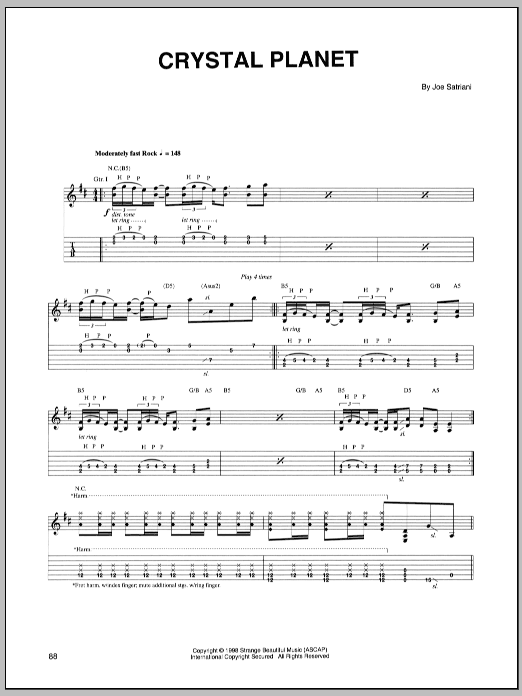 Download Joe Satriani Crystal Planet Sheet Music