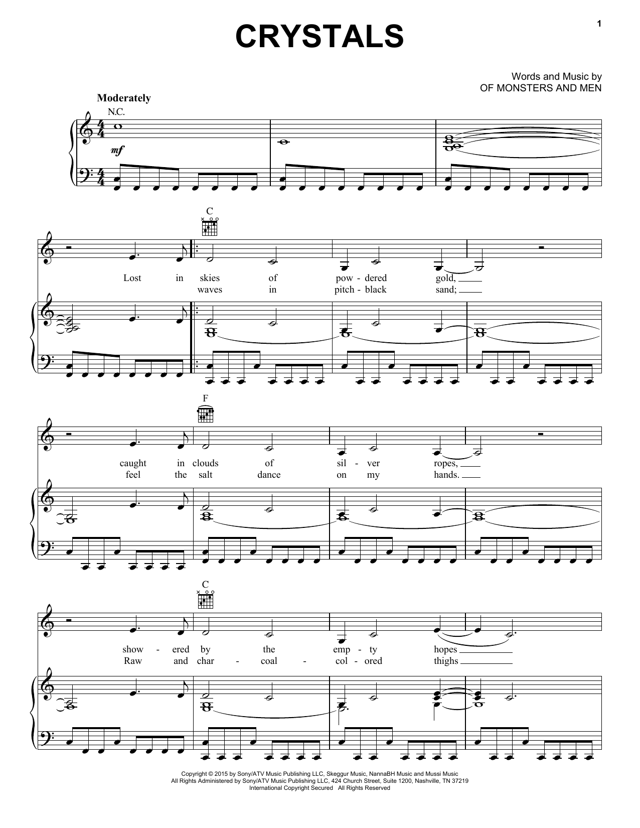 Download Of Monsters and Men Crystals Sheet Music