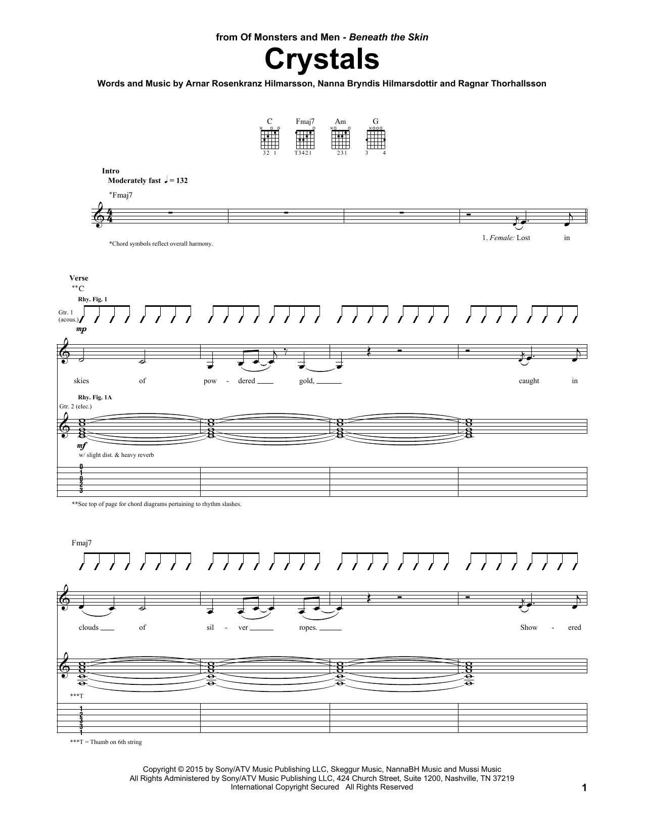 Download Of Monsters and Men Crystals Sheet Music