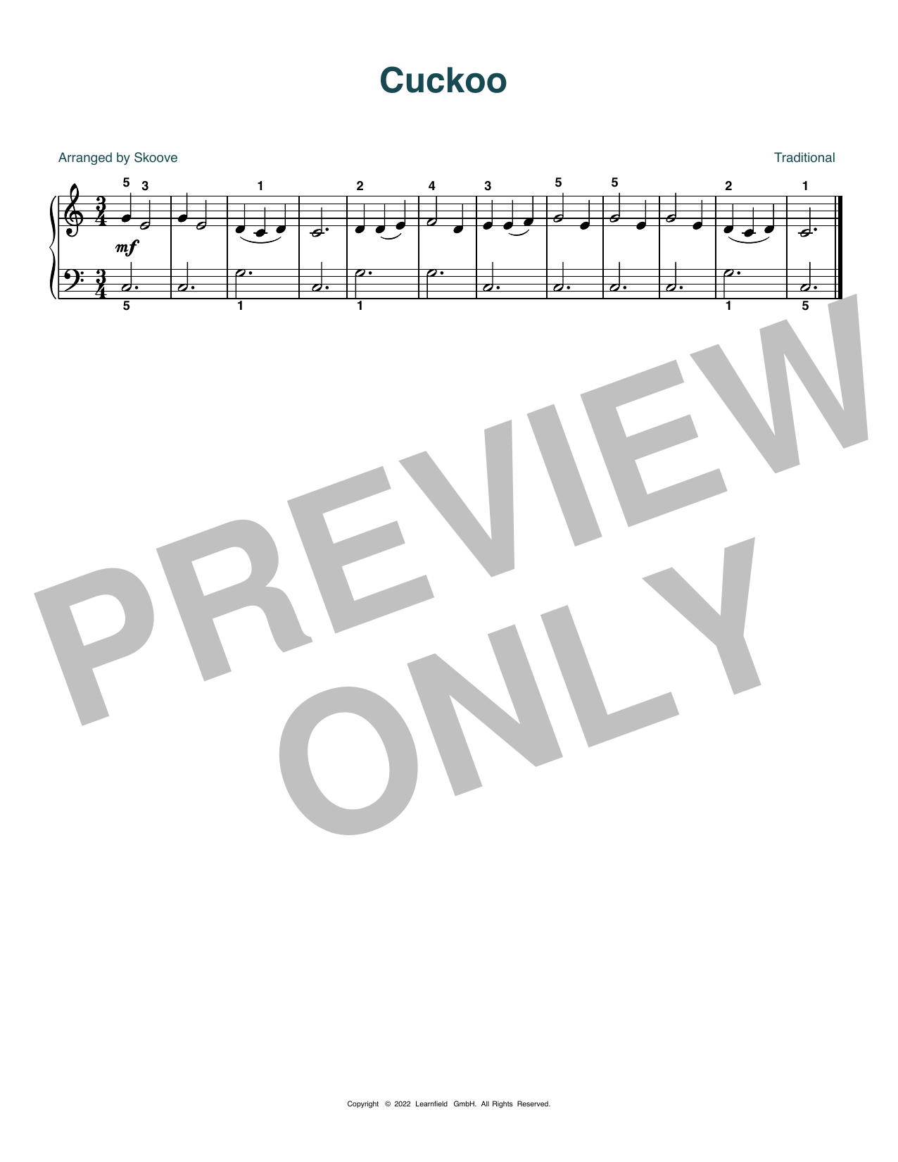 Download Traditional Cuckoo (arr. Skoove) Sheet Music