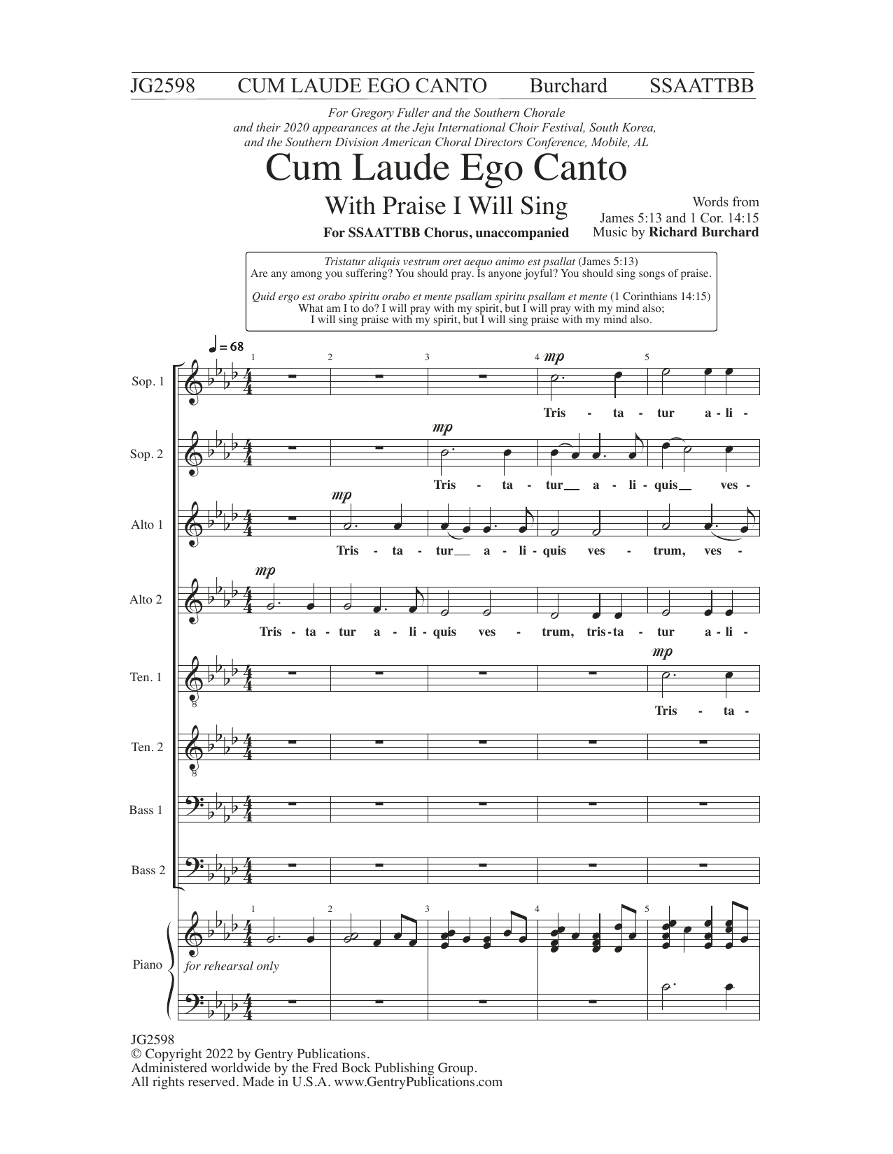 Download Richard Burchard Cum Laude Ego Canto (With Praise I Will Sheet Music