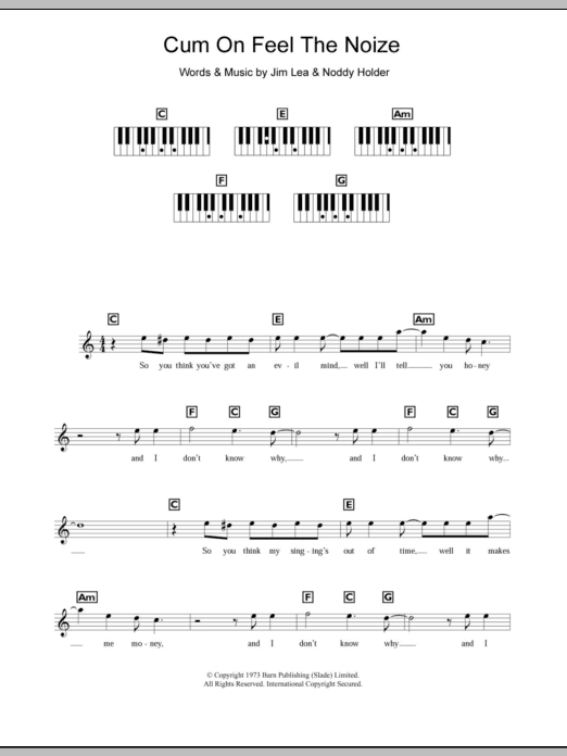 Download Slade Cum On Feel The Noize Sheet Music
