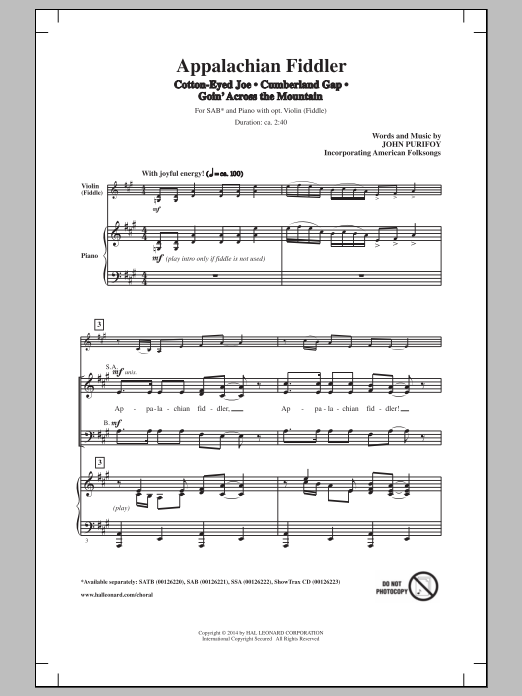 Download John Purifoy Cumberland Gap Sheet Music