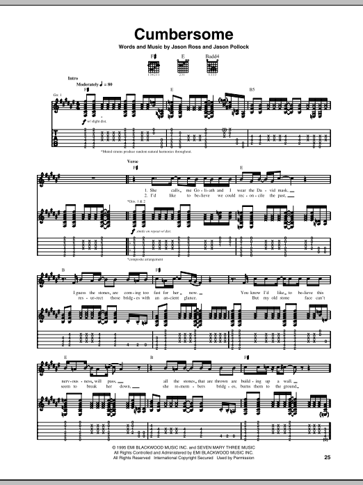Download Seven Mary Three Cumbersome Sheet Music
