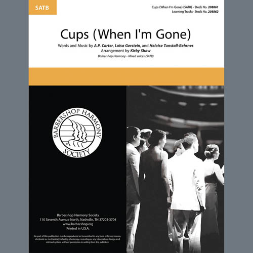 Download or print Anna Kendrick Cups (When I'm Gone) (from Pitch Perfect) (arr. Kirby Shaw) Sheet Music Printable PDF 12-page score for Barbershop / arranged TTBB Choir SKU: 406825.