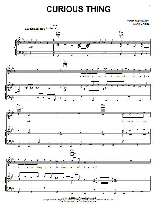 Download Cory Chisel And The Wandering Sons Curious Thing Sheet Music