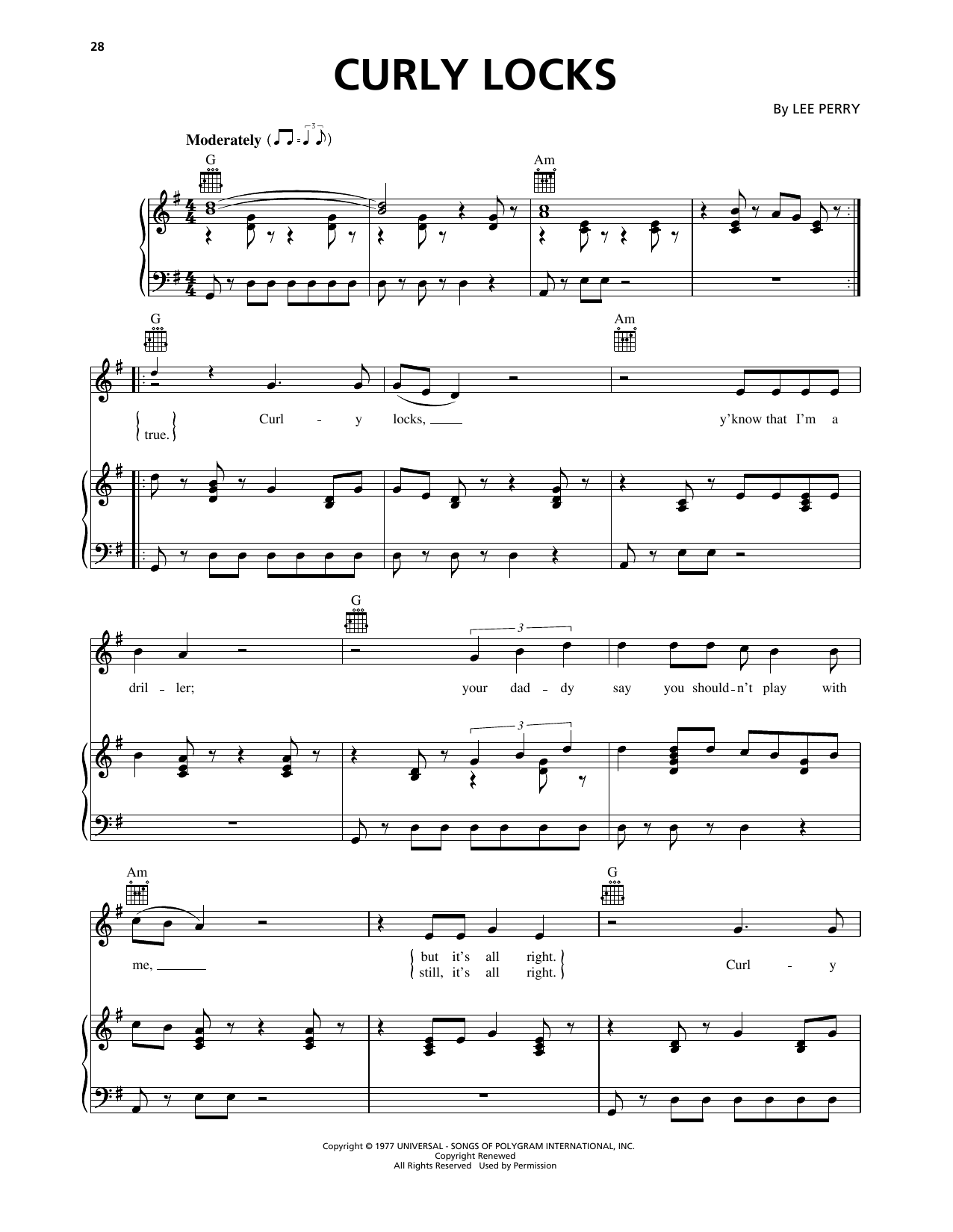 Download Lee Perry Curly Locks Sheet Music