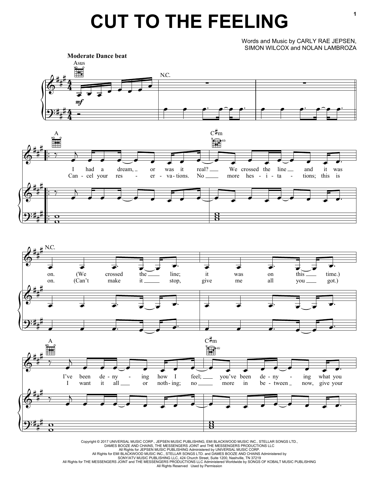 Download Carly Rae Jepsen Cut To The Feeling Sheet Music