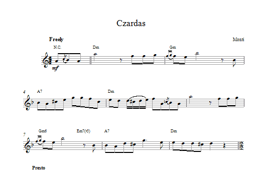 Vittorio Monti Czardas sheet music notes printable PDF score