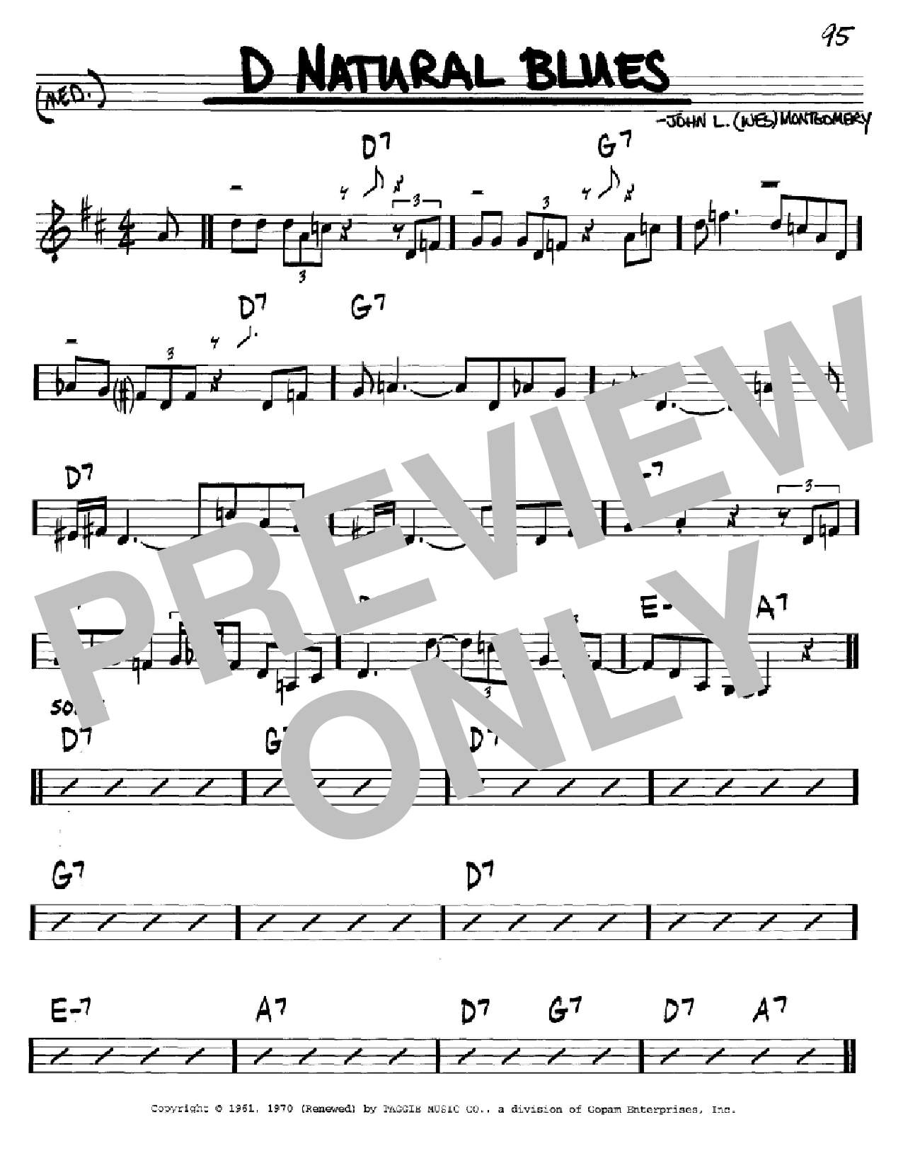Download Wes Montgomery D Natural Blues Sheet Music