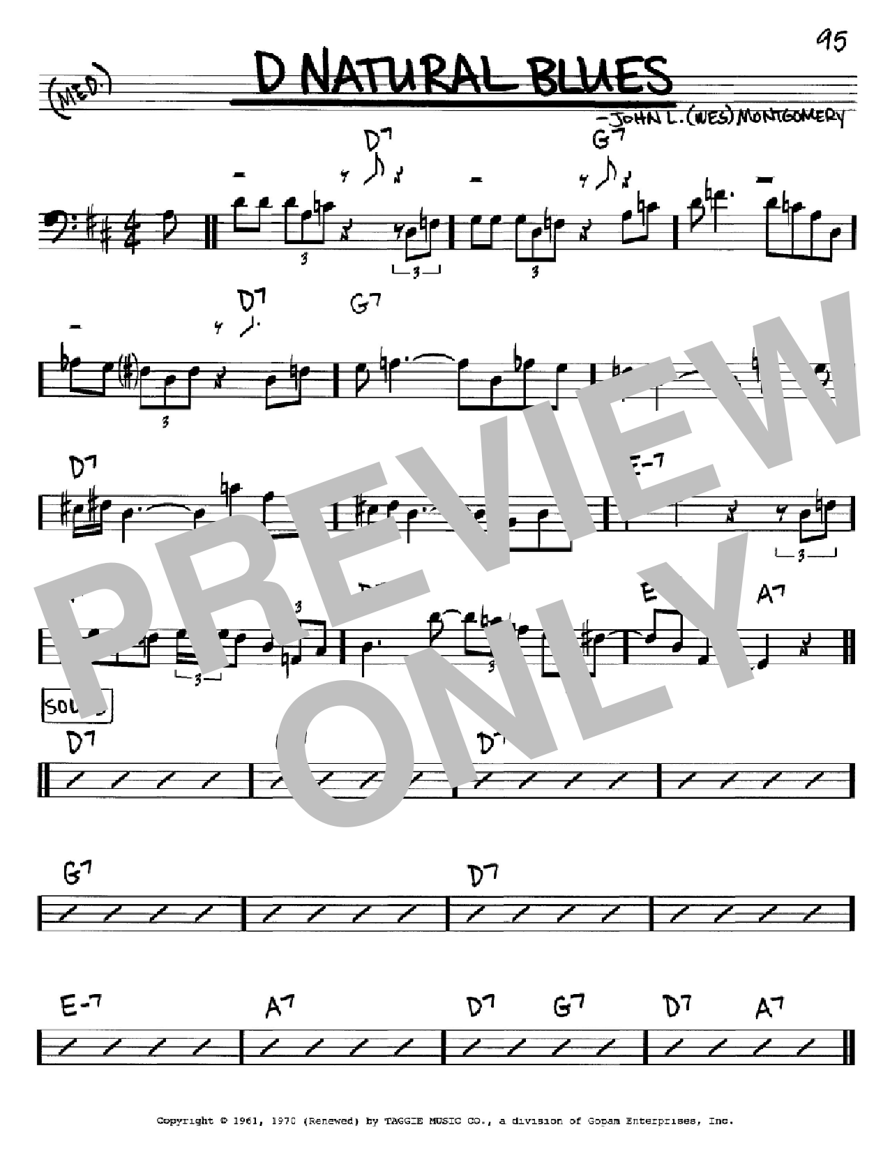 Download Wes Montgomery D Natural Blues Sheet Music