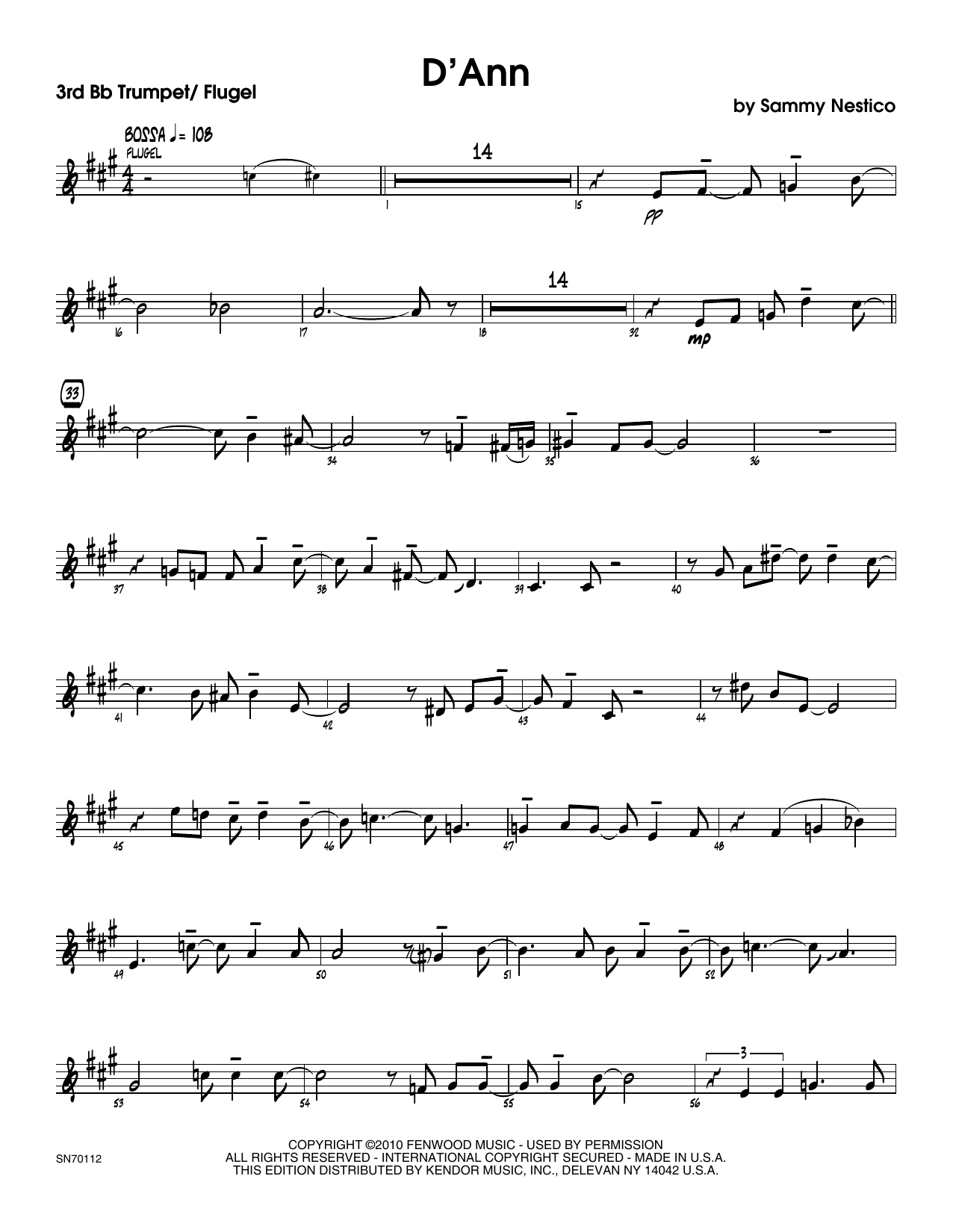 Download Sammy Nestico D'Ann - 3rd Bb Trumpet Sheet Music