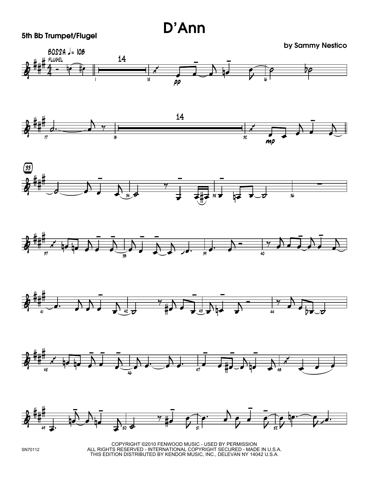 Download Sammy Nestico D'Ann - 5th Bb Trumpet Sheet Music