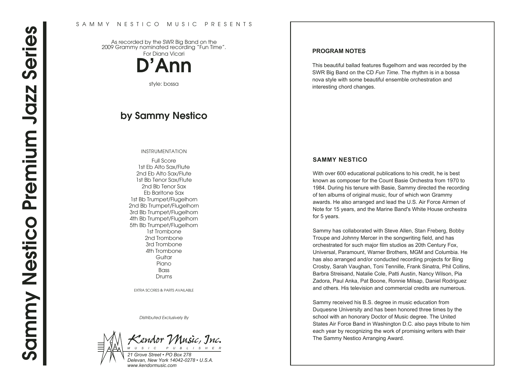 Download Sammy Nestico D'Ann - Full Score Sheet Music