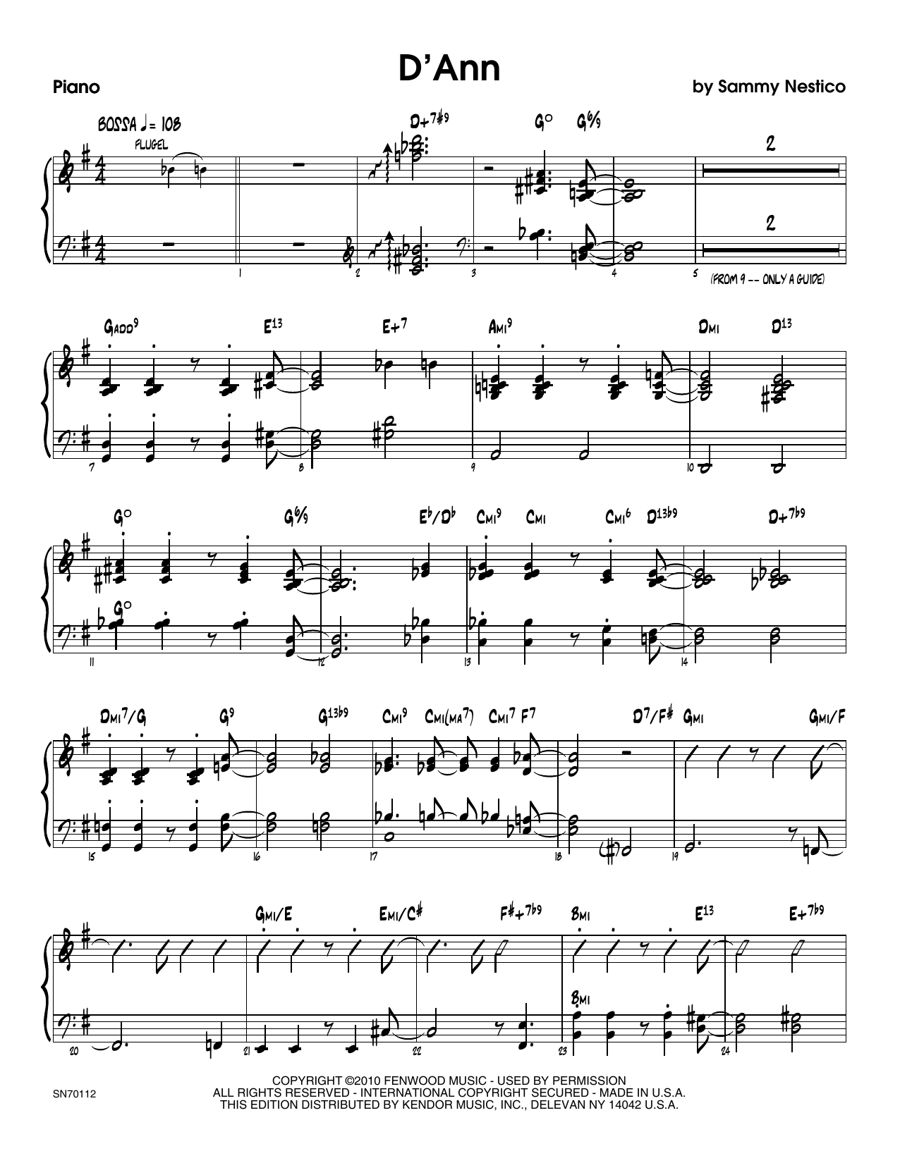 Download Sammy Nestico D'Ann - Piano Sheet Music