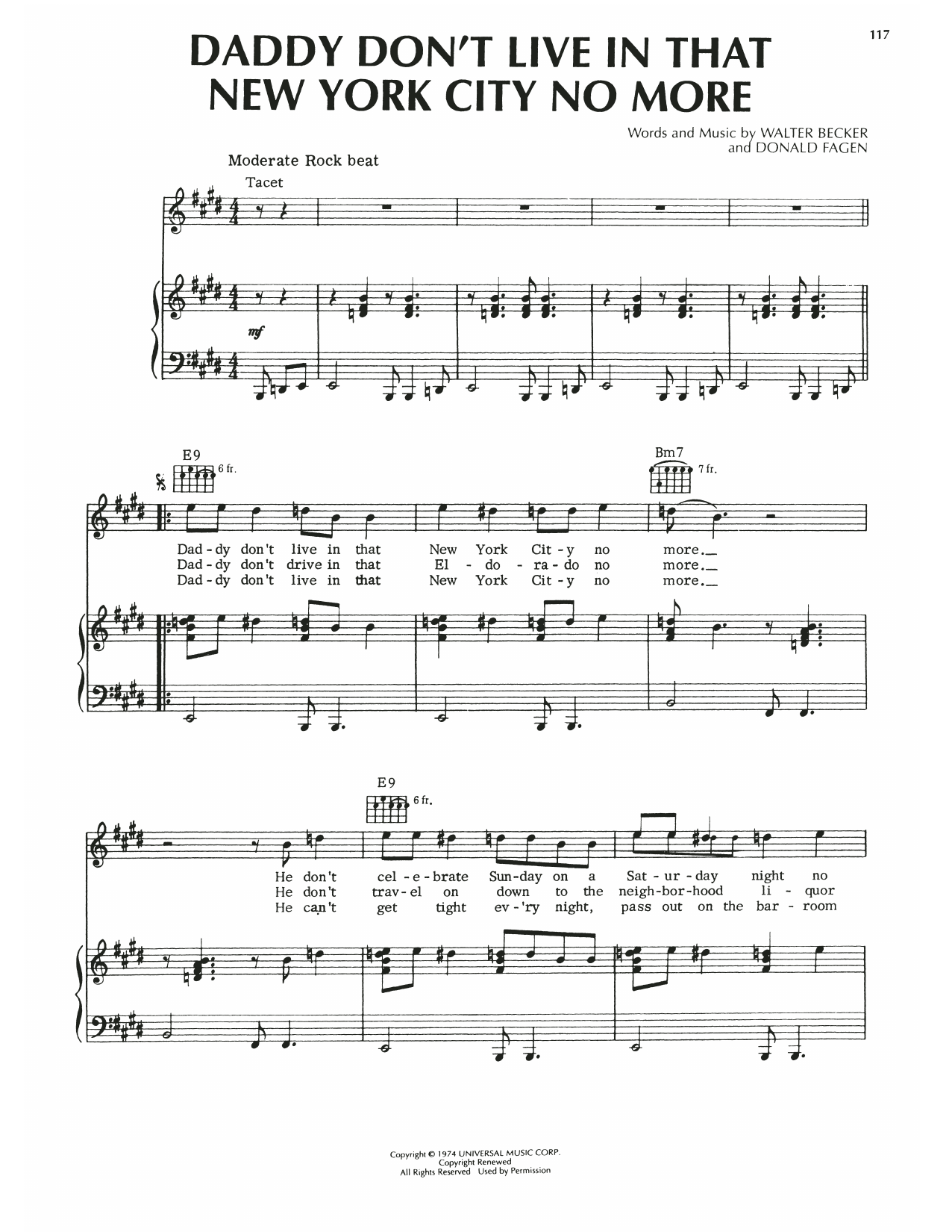Download Steely Dan Daddy Don't Live In That New York City Sheet Music