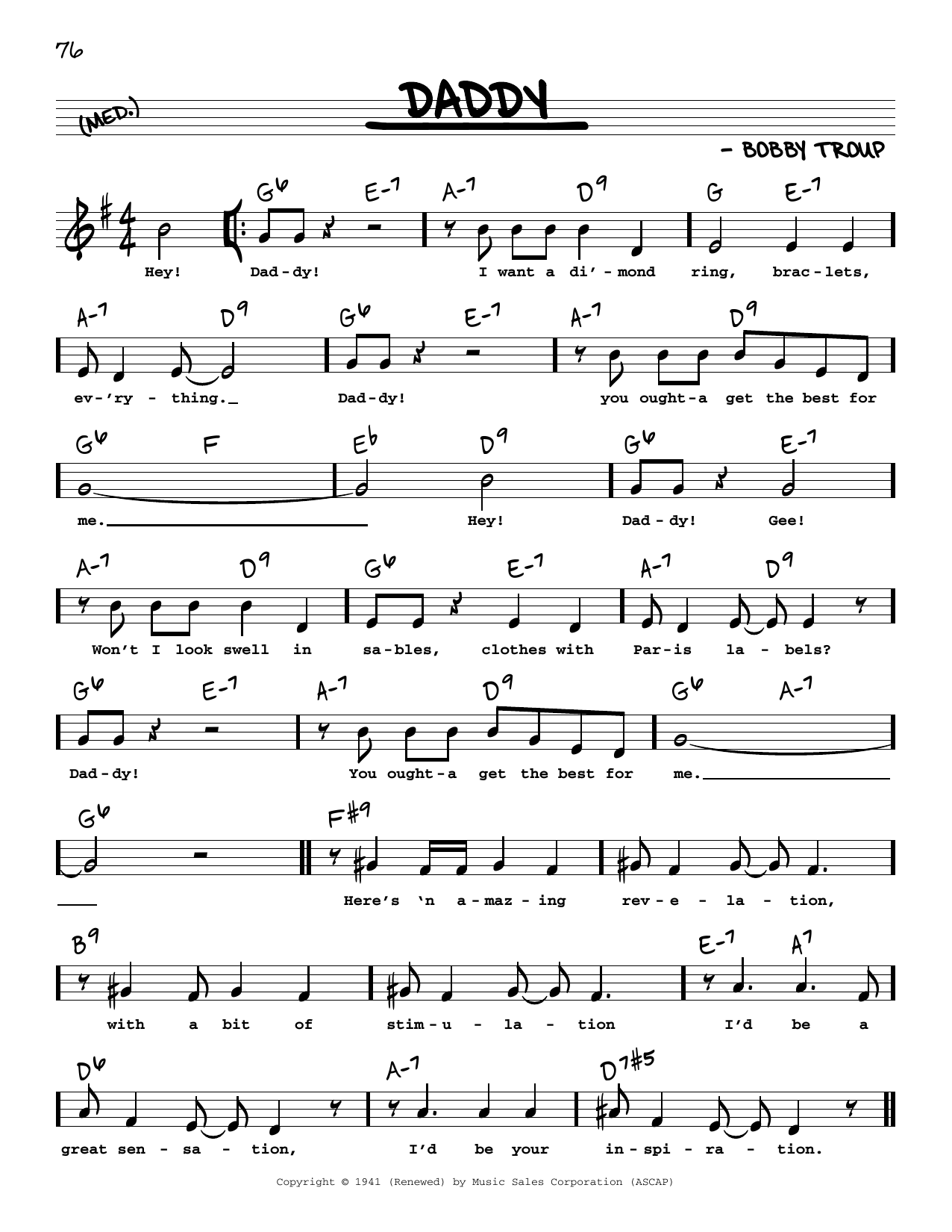 Download Bobby Troup Daddy (Low Voice) Sheet Music