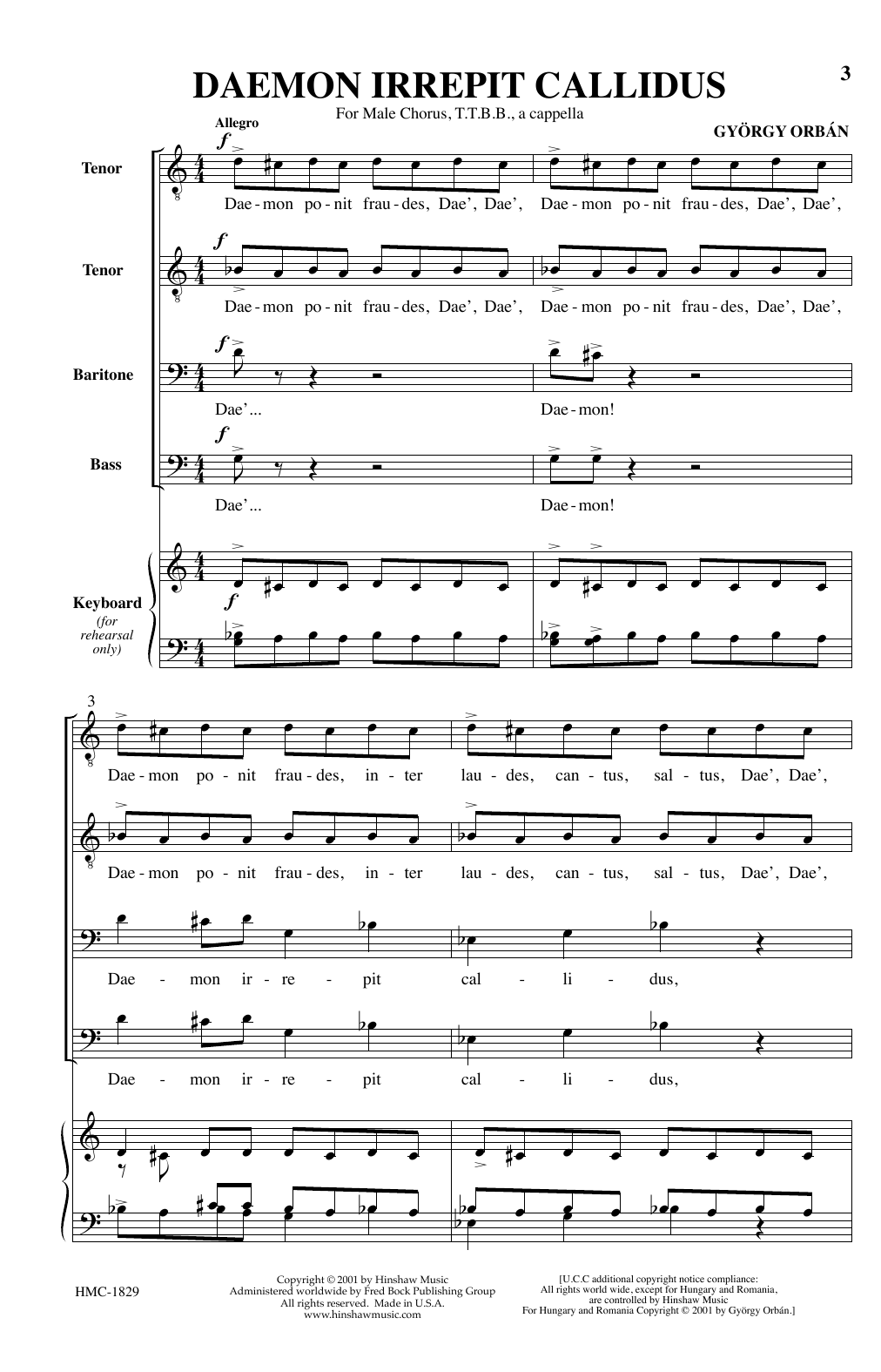 Gyorgy Orban Daemon Irrepit Callidus sheet music notes printable PDF score