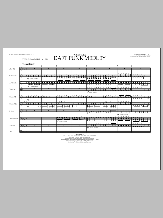 Download Tom Wallace Daft Punk Medley - Wind Score Sheet Music