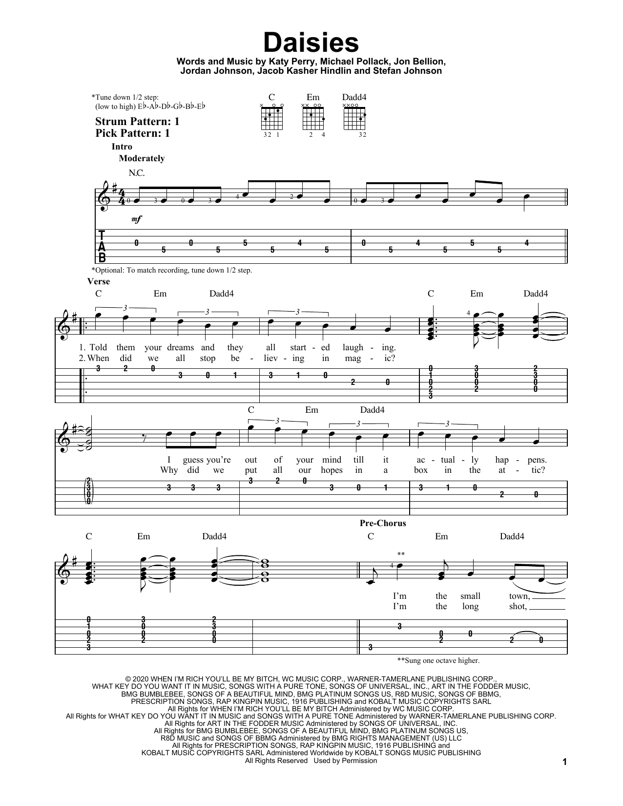 Download Katy Perry Daisies Sheet Music