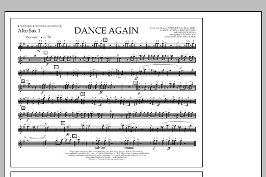 Download Tom Wallace Dance Again - Alto Sax 1 Sheet Music