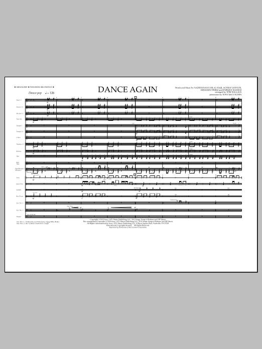Download Tom Wallace Dance Again - Full Score Sheet Music