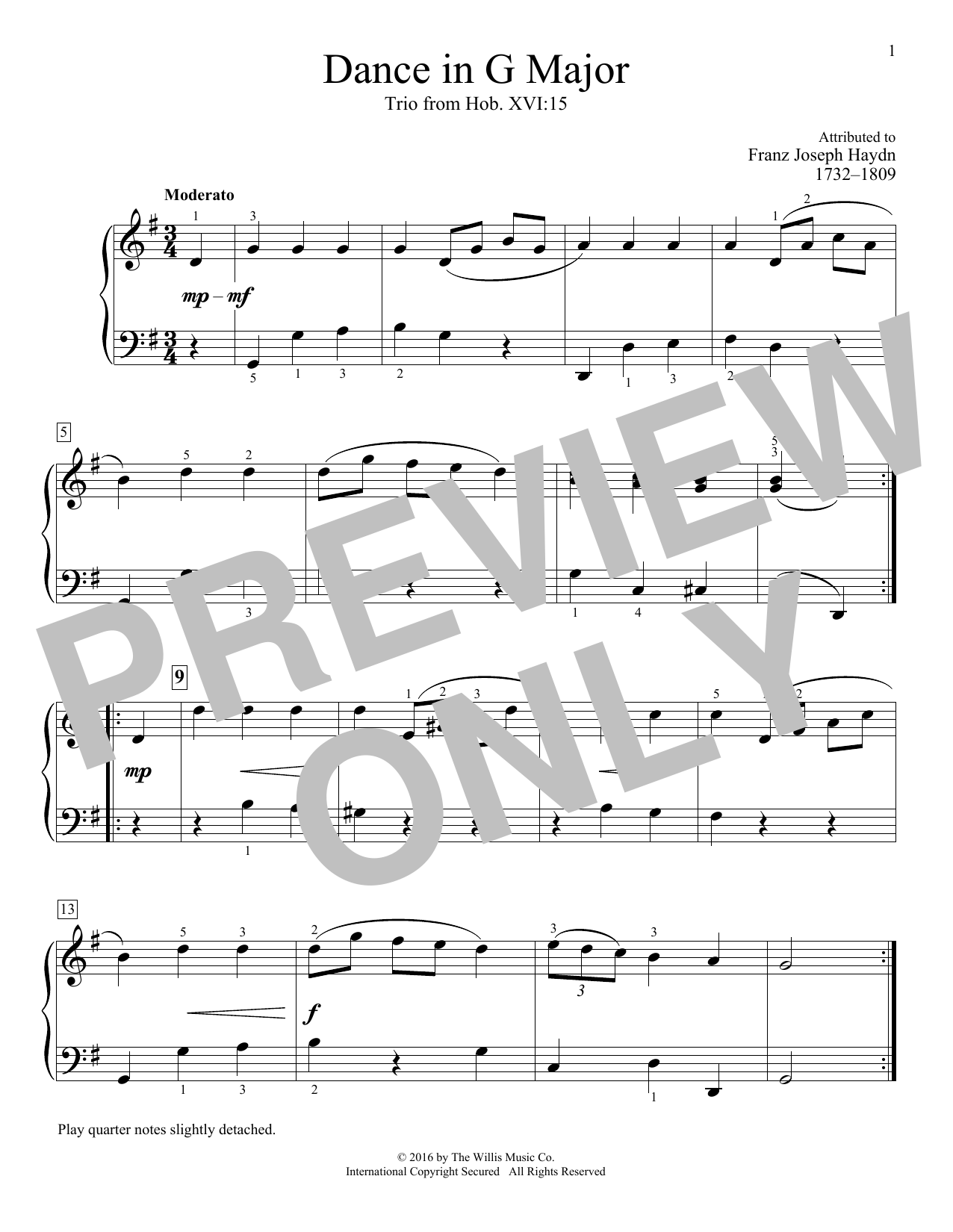 Download Franz Joseph Haydn Dance In G Major, Trio from Hob. XVI:15 Sheet Music