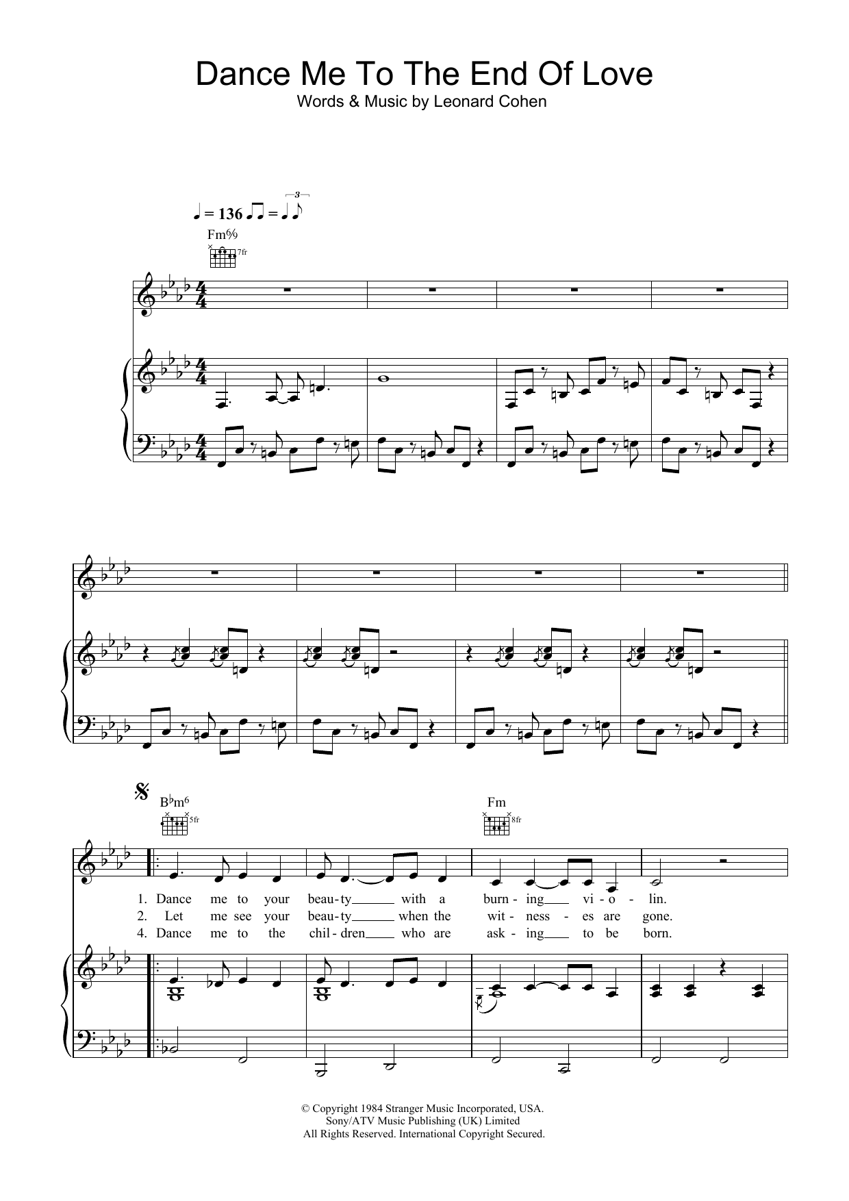 Download Madeleine Peyroux Dance Me To The End Of Love Sheet Music
