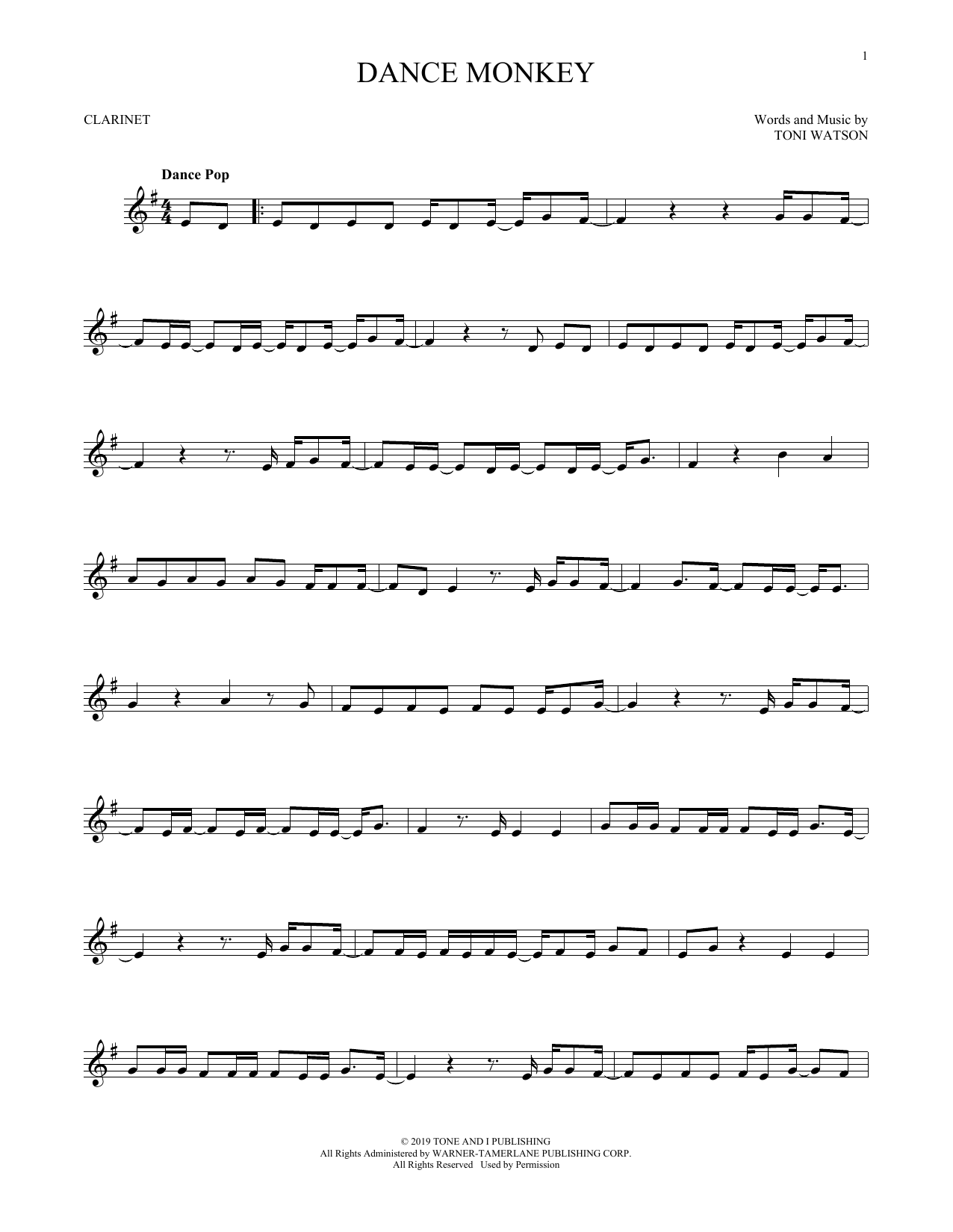 Download Tones And I Dance Monkey Sheet Music