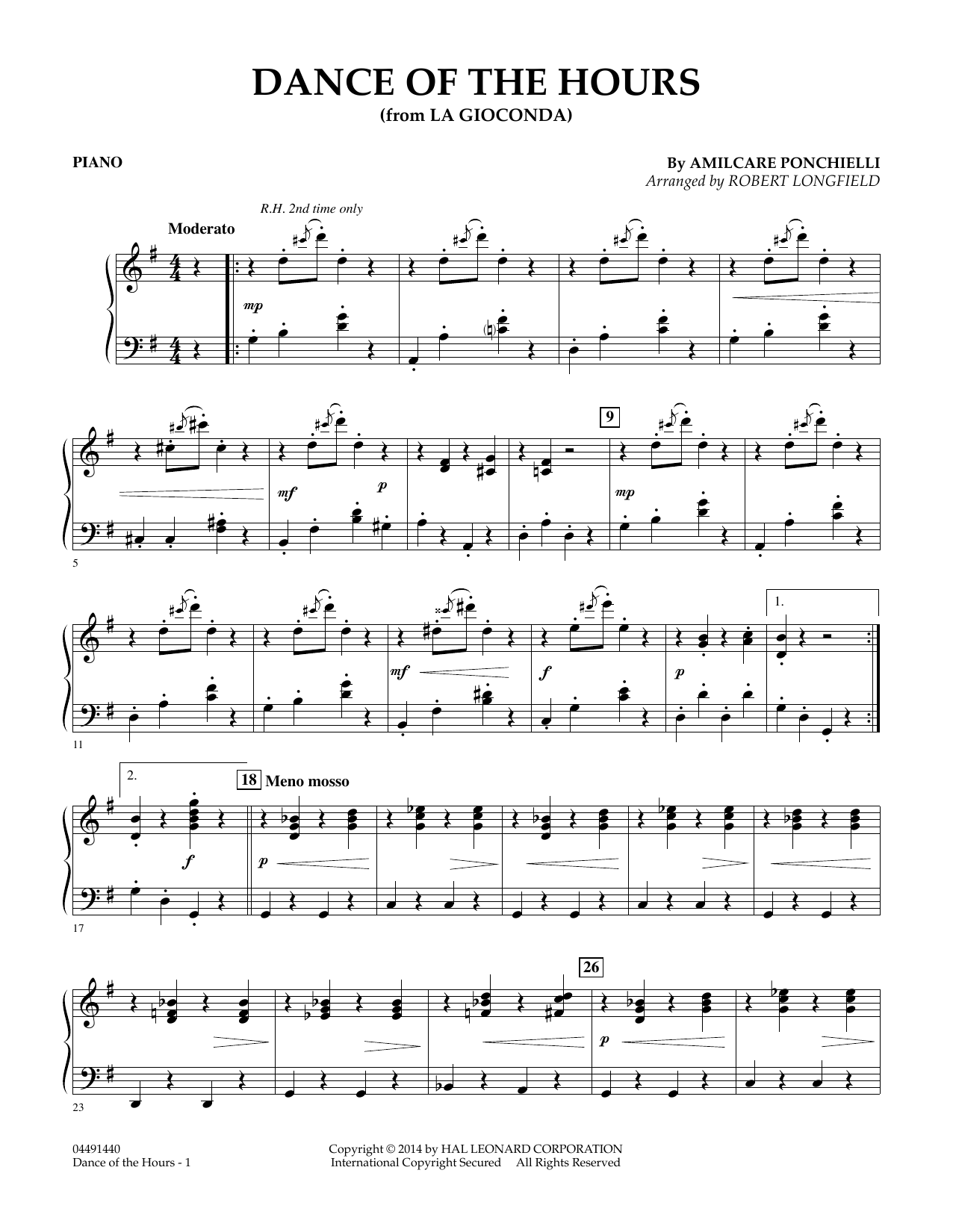 Download Amilcare Ponchielli Dance of the Hours (arr. Robert Longfie Sheet Music
